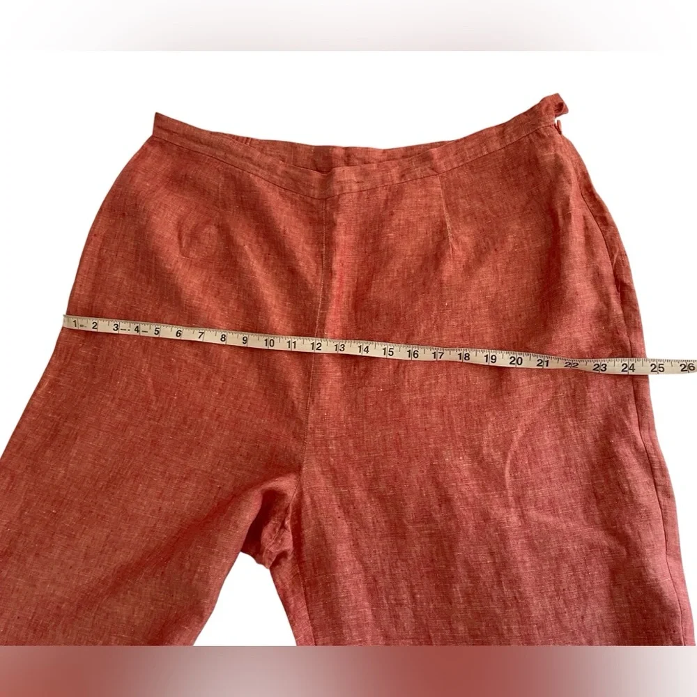 100%‎ Linen Cropped Pants Coral Women’s 1X Plus Size Janine Dray